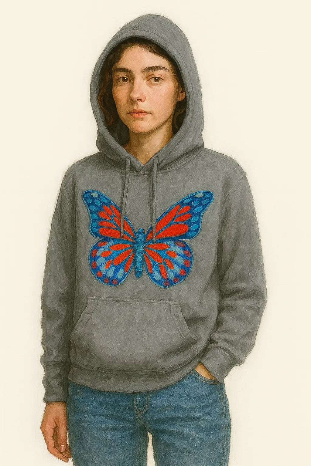 Female Hoodies " Printed Butterfly"