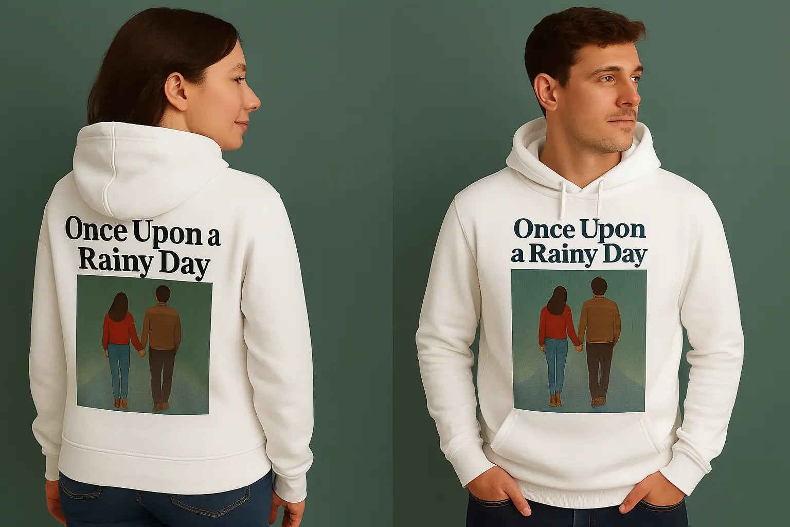 Men's and Women's Hoodie Yellow "Once Upon a Rainy Day" www.mhmstyles.com