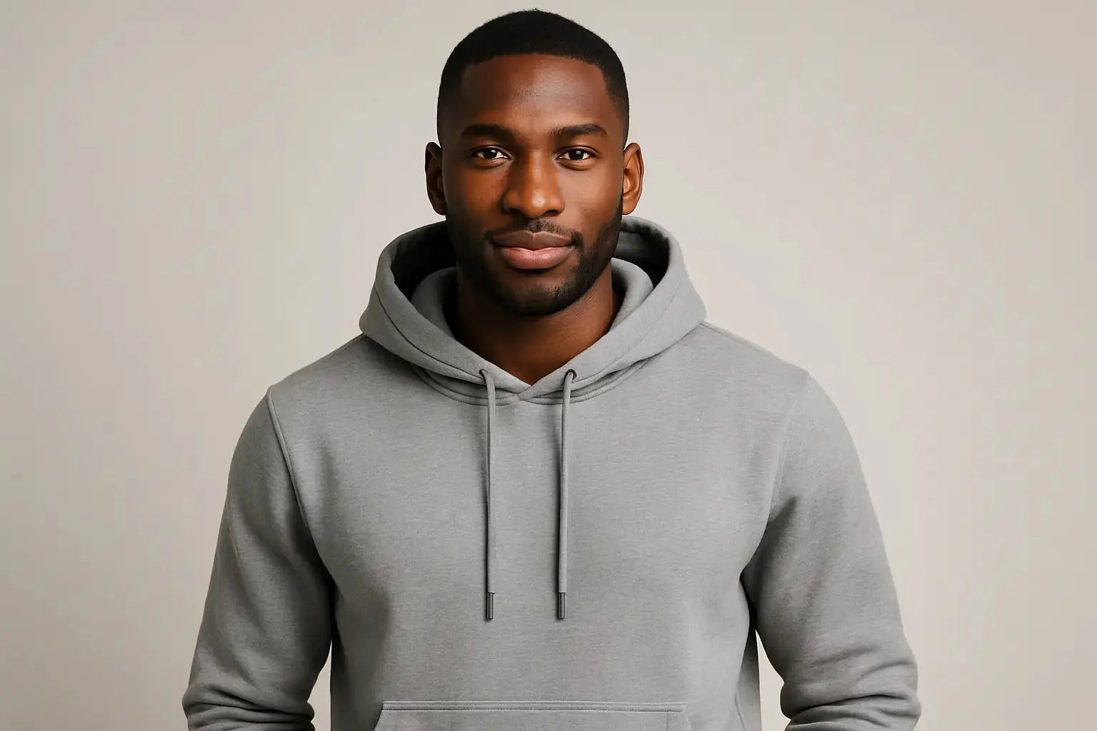 Please Make a black men model with gram elance color hoodie