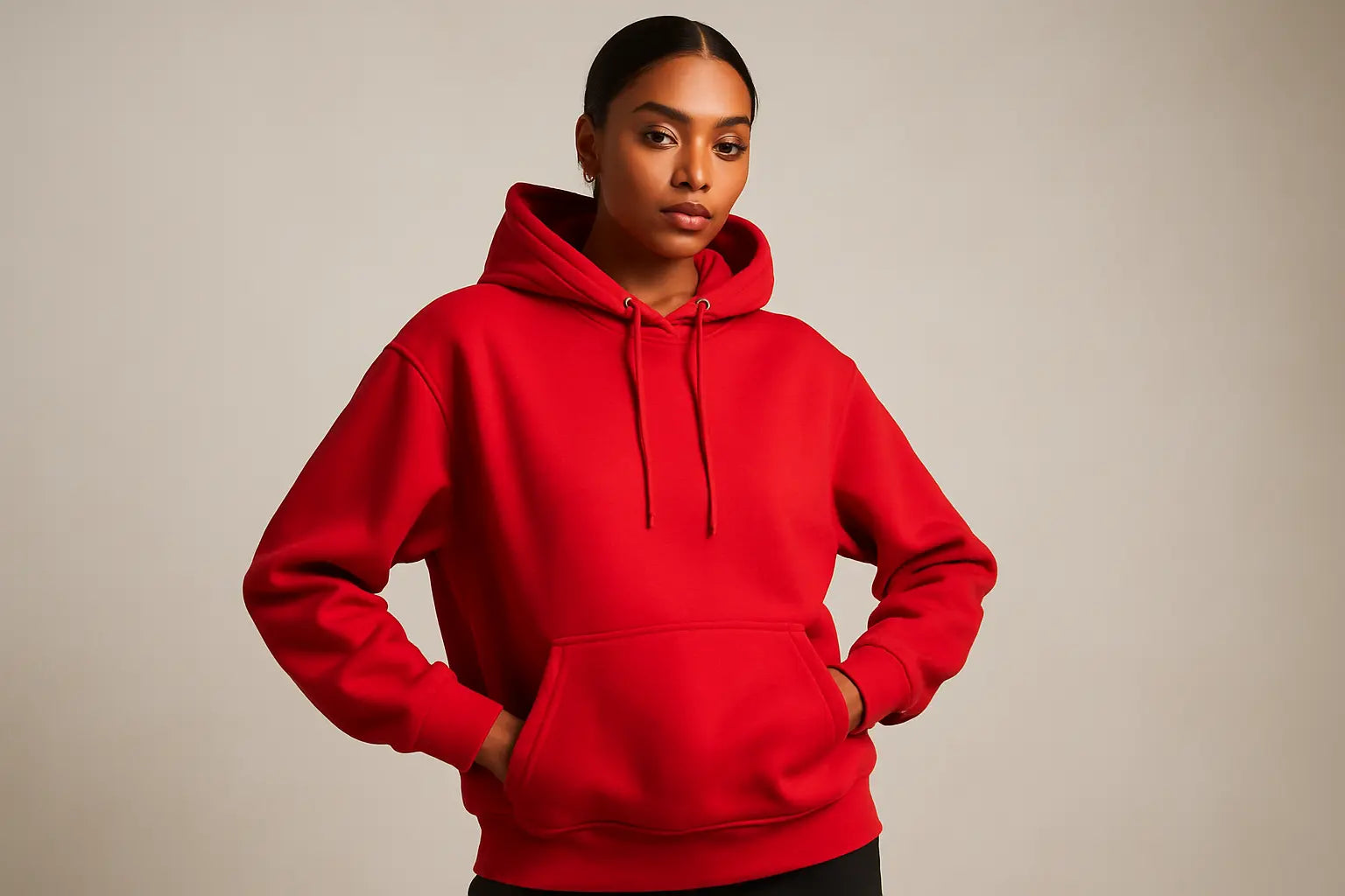 Please Make a model with red color hoodie
