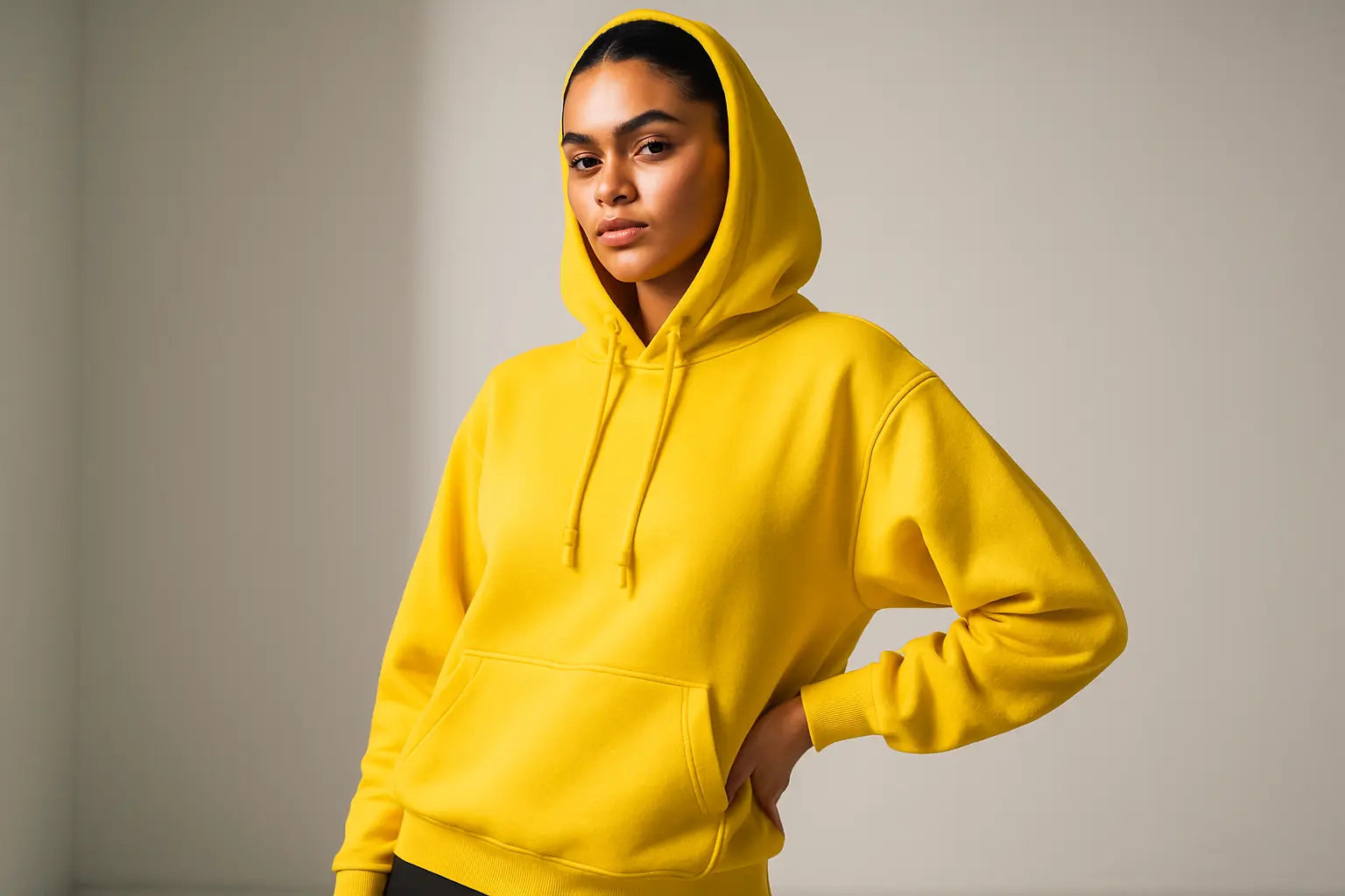 Please Make a Model With Yellow Color Hoodie 